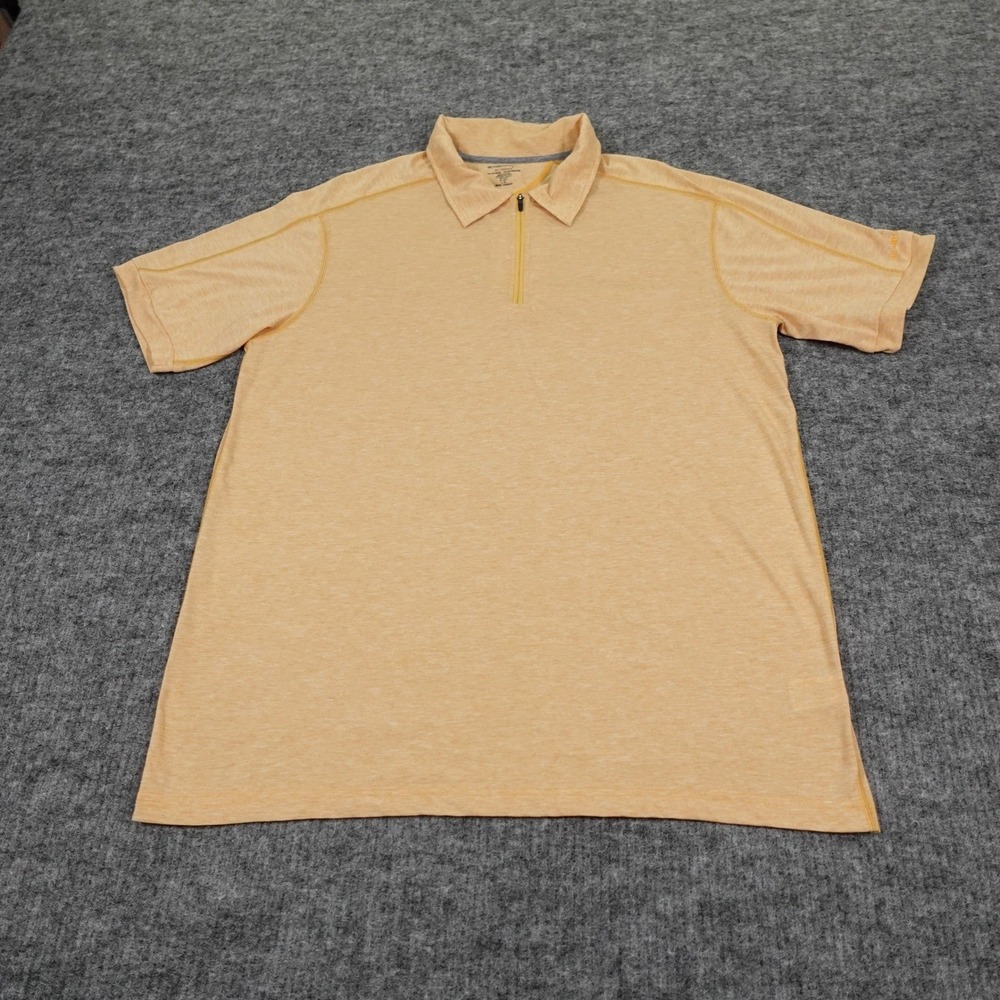 ExOfficio Dri-Release Travel‎ Polo Mens Large Yellow Heathered Cotton/Polyester
